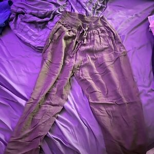 Ci Sono brown Smocked-Waist Drawstring Joggers